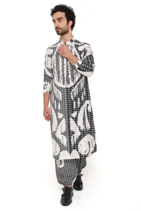 Black and White Uzbek Kurta Jogger Set