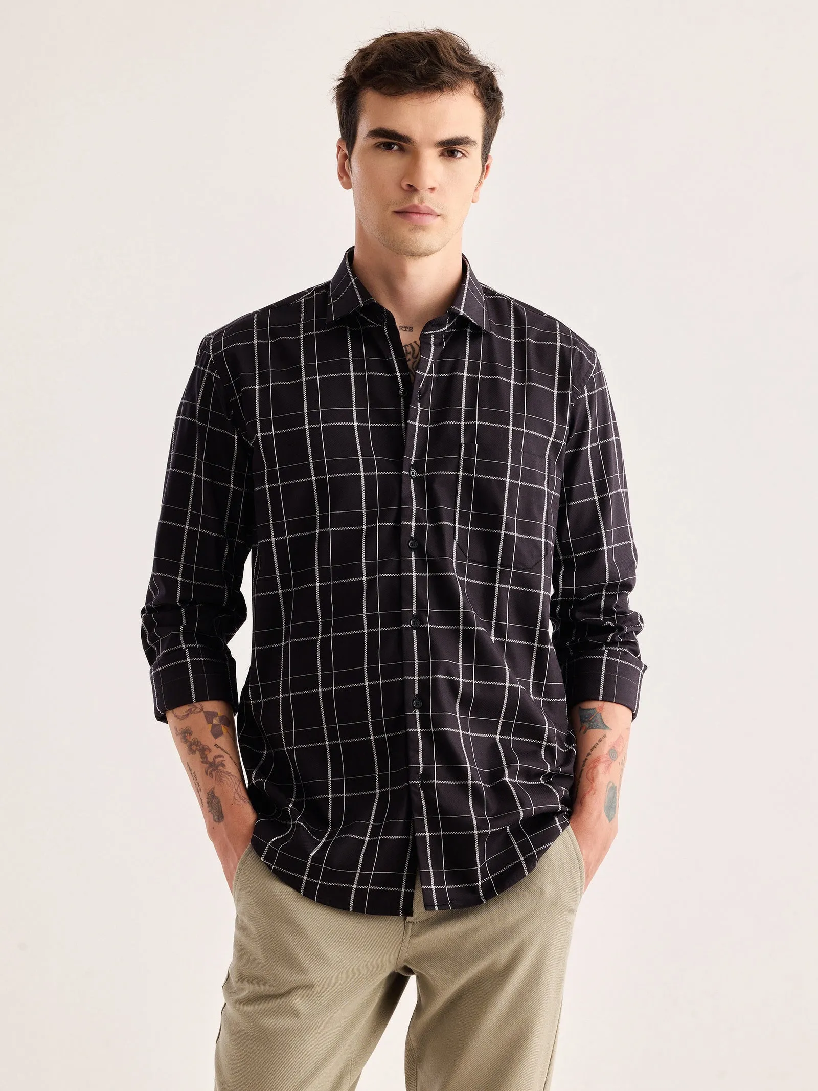 Black Checked Formal Shirt