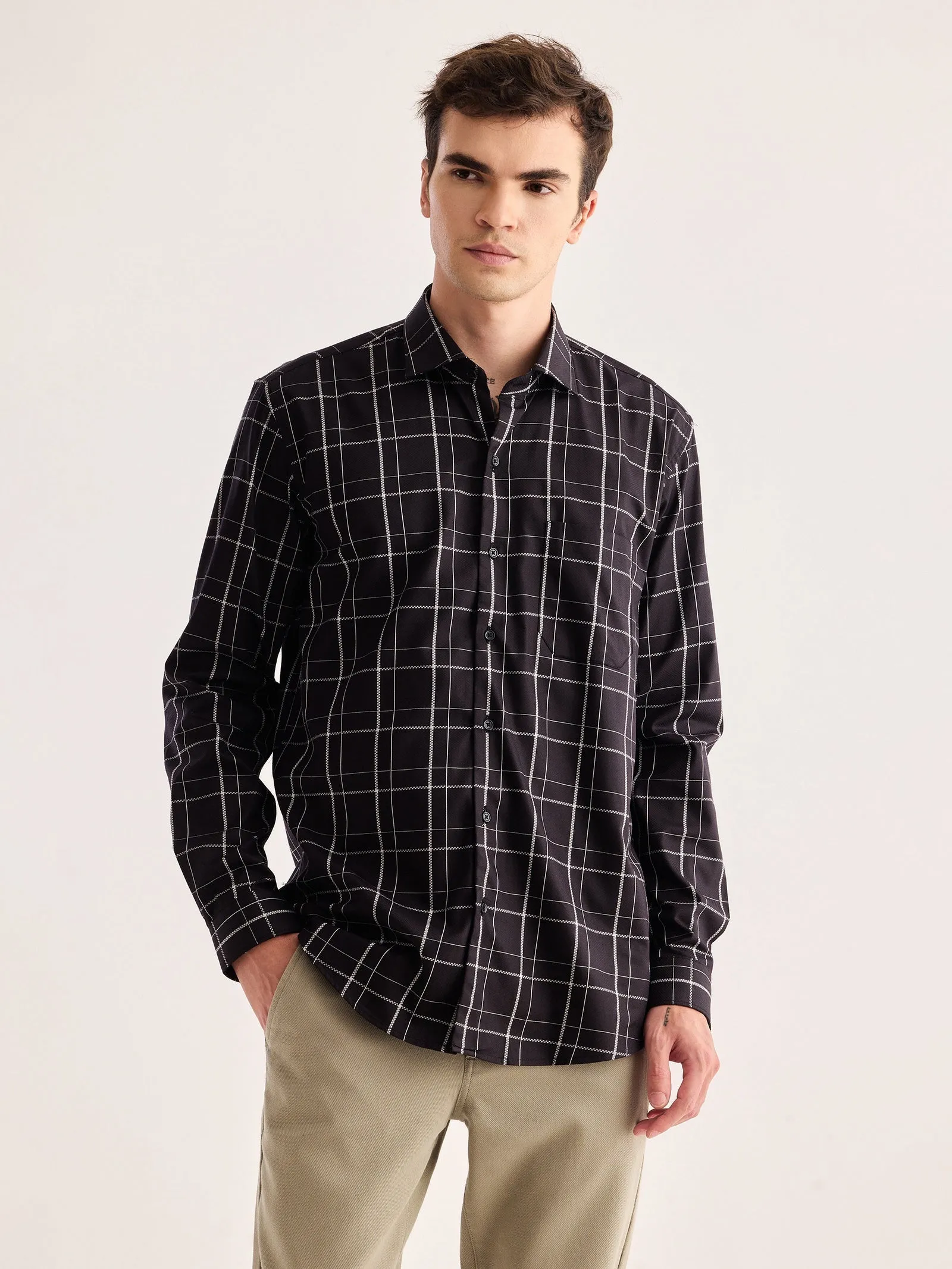 Black Checked Formal Shirt