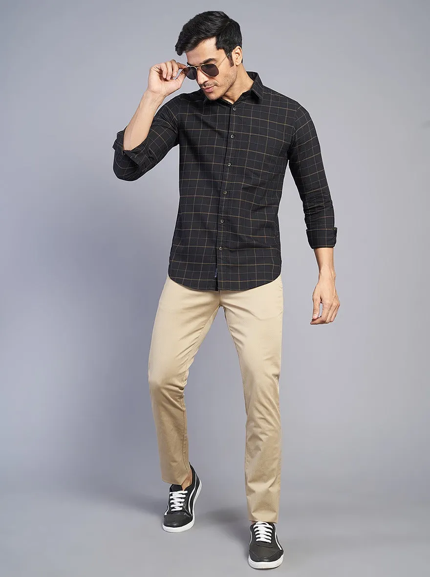 Black Checked Slim Fit Casual Shirt | JadeBlue