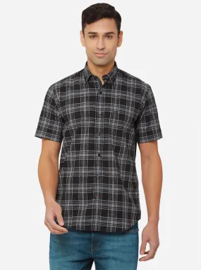 Black Checked Slim Fit Casual Shirt | JadeBlue