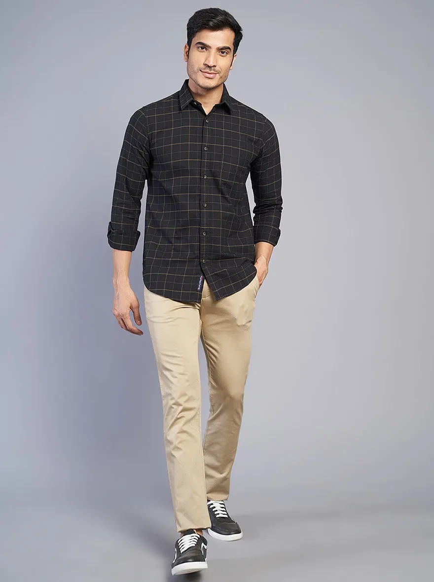 Black Checked Slim Fit Casual Shirt | JadeBlue