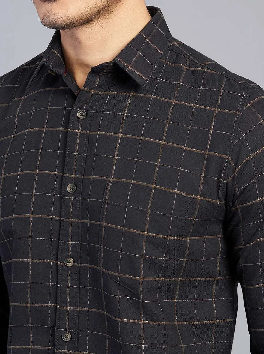 Black Checked Slim Fit Casual Shirt | JadeBlue