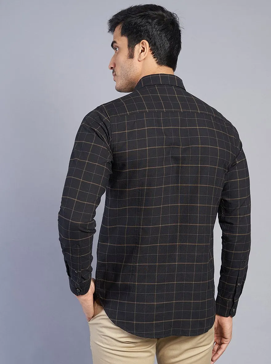 Black Checked Slim Fit Casual Shirt | JadeBlue