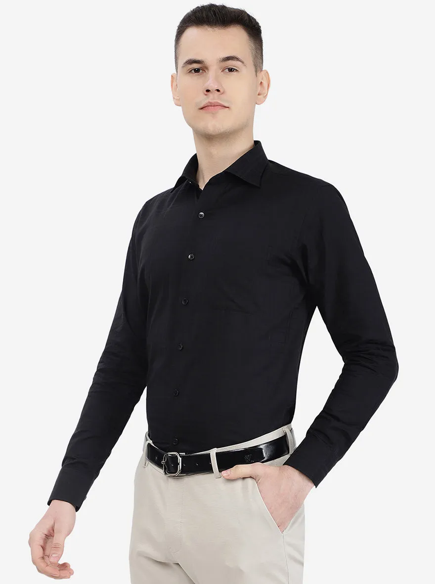 Black Checked Slim Fit Formal Shirt | Metal