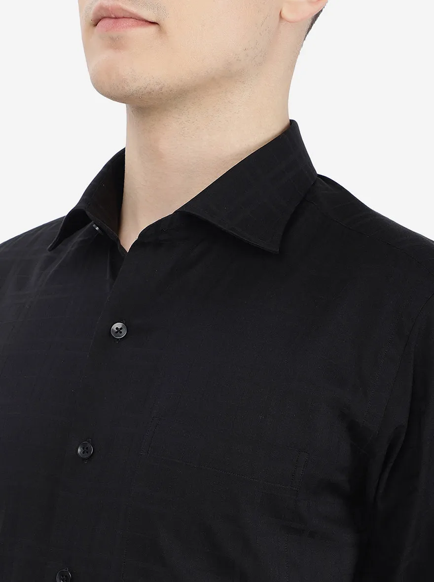 Black Checked Slim Fit Formal Shirt | Metal