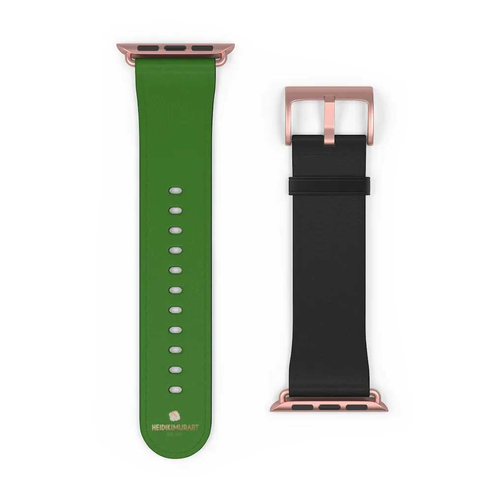 Black Green Duo Apple Band, Solid Color Print Premium Apple Watch Band- Made in USA