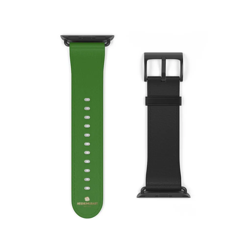 Black Green Duo Apple Band, Solid Color Print Premium Apple Watch Band- Made in USA