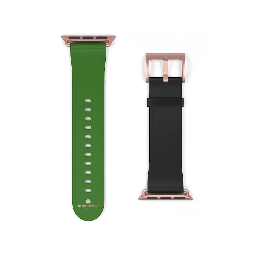 Black Green Duo Apple Band, Solid Color Print Premium Apple Watch Band- Made in USA