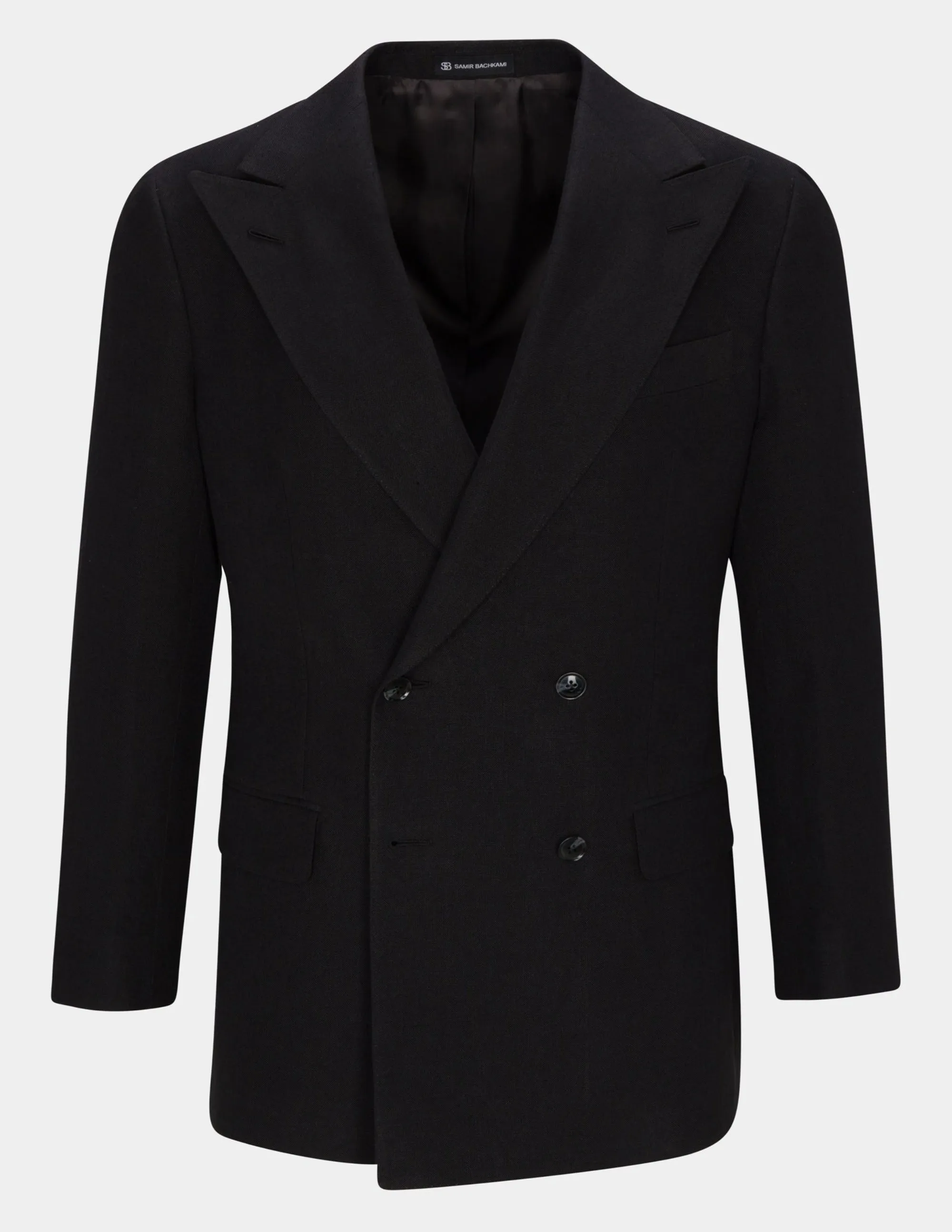 Black Linen Double Breasted Suit