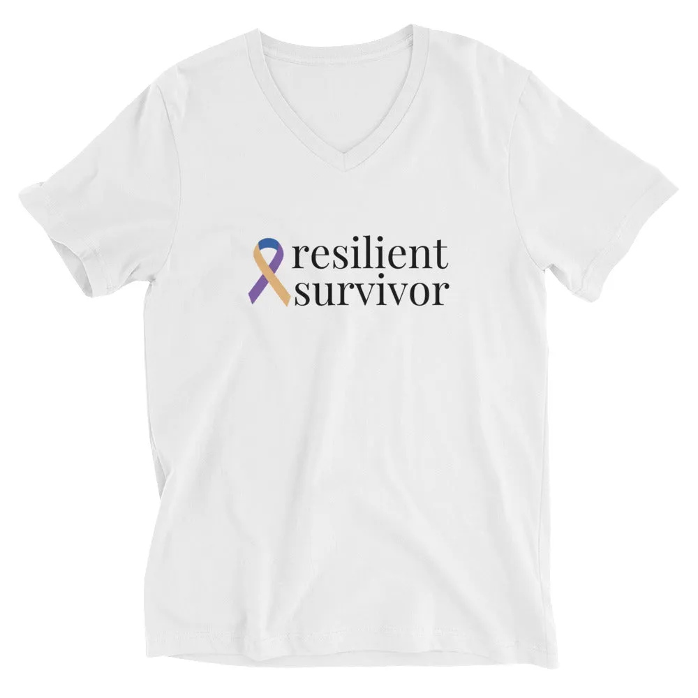 Bladder Cancer "resilient survivor" V-Neck T-Shirt