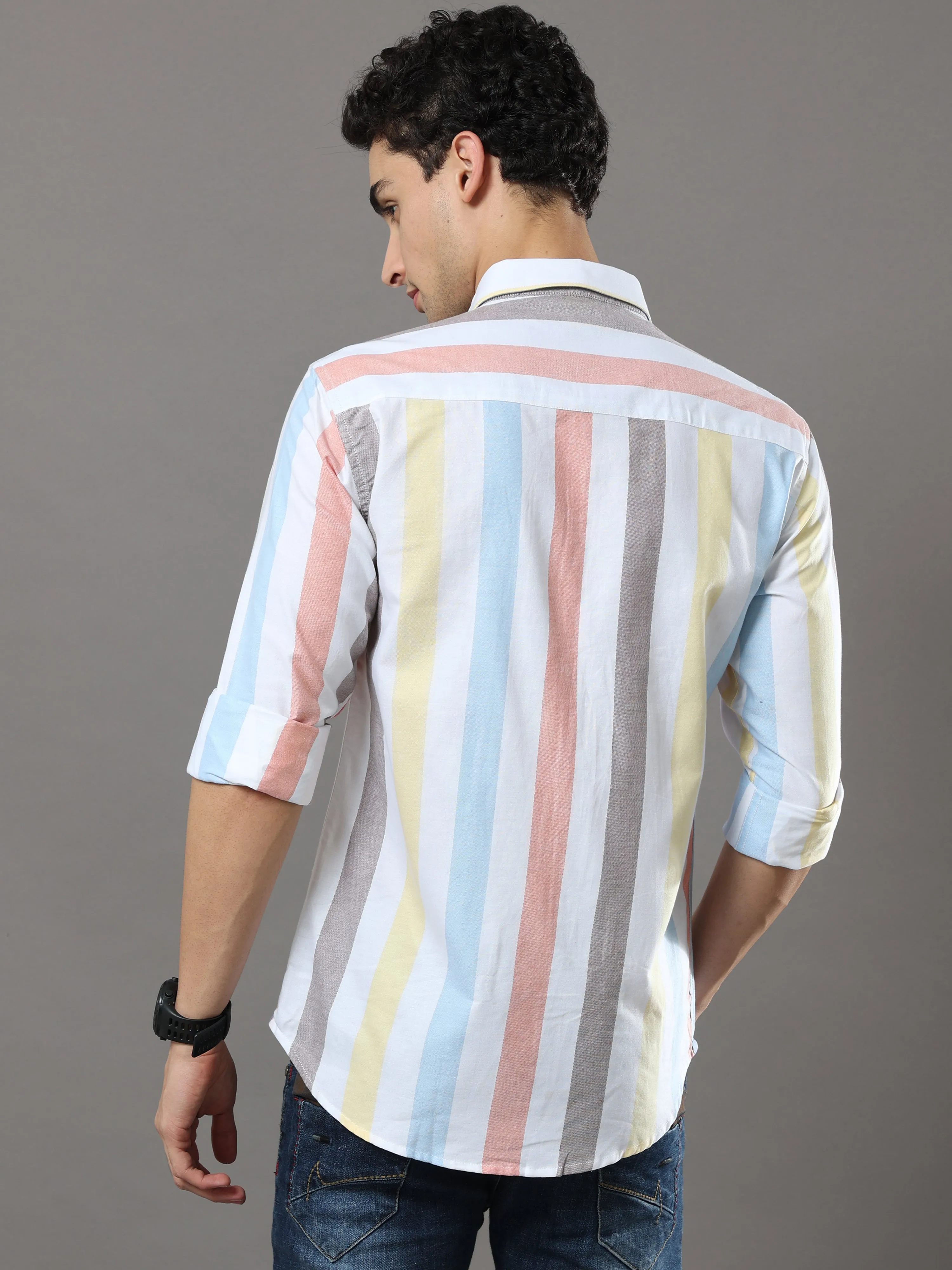 Blue And Yellow Stripes Shirt