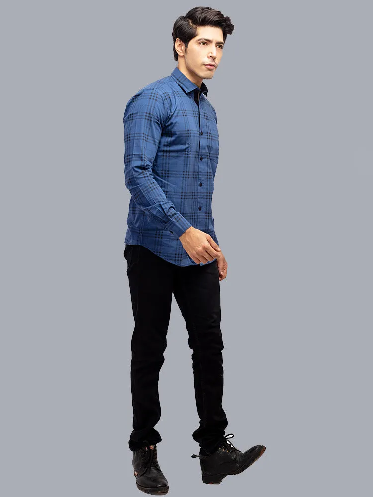 Blue Check Shirt - Checked Regular Fit Casual Shirt