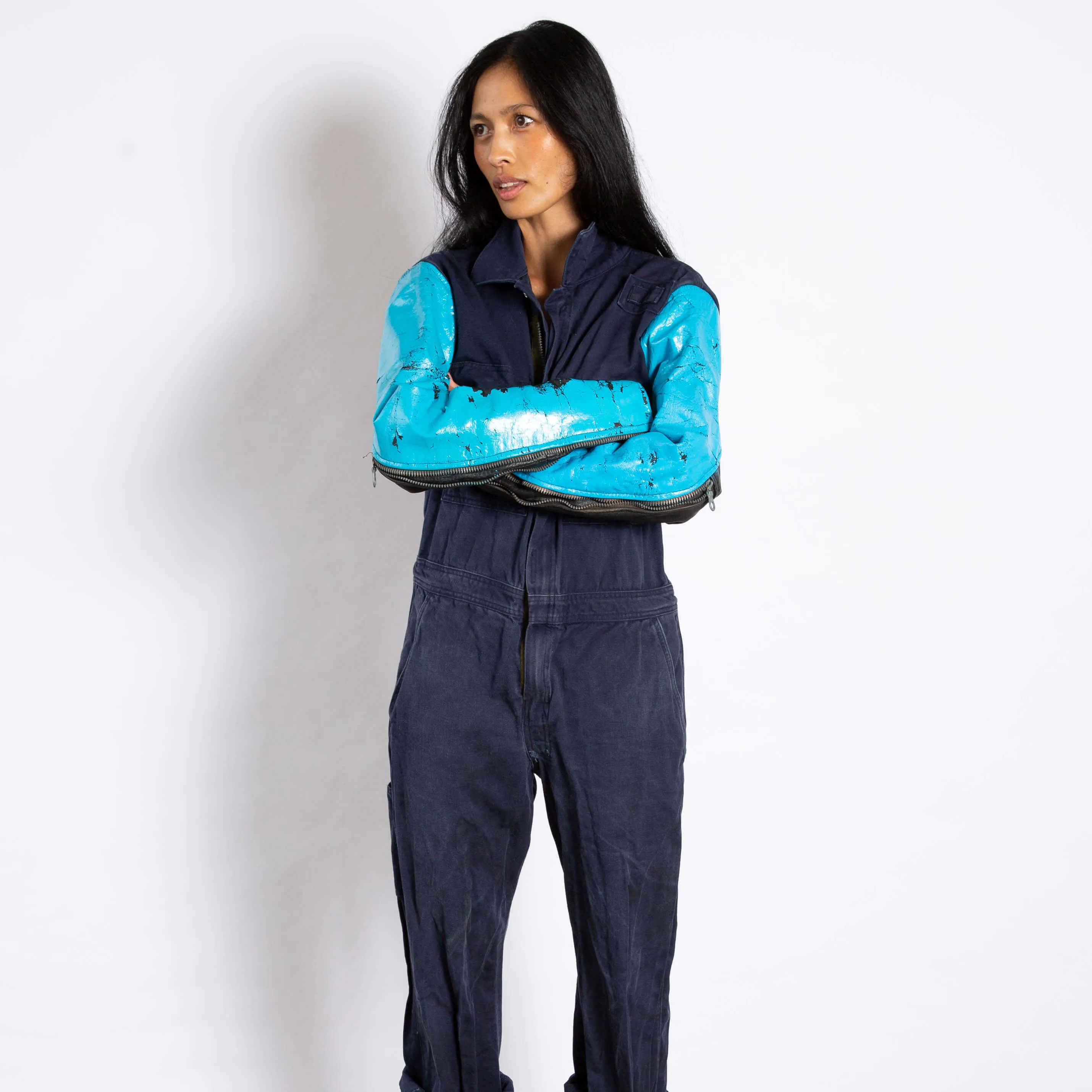 Blue Moto and Navy Workwear Reworked Jumpsuit