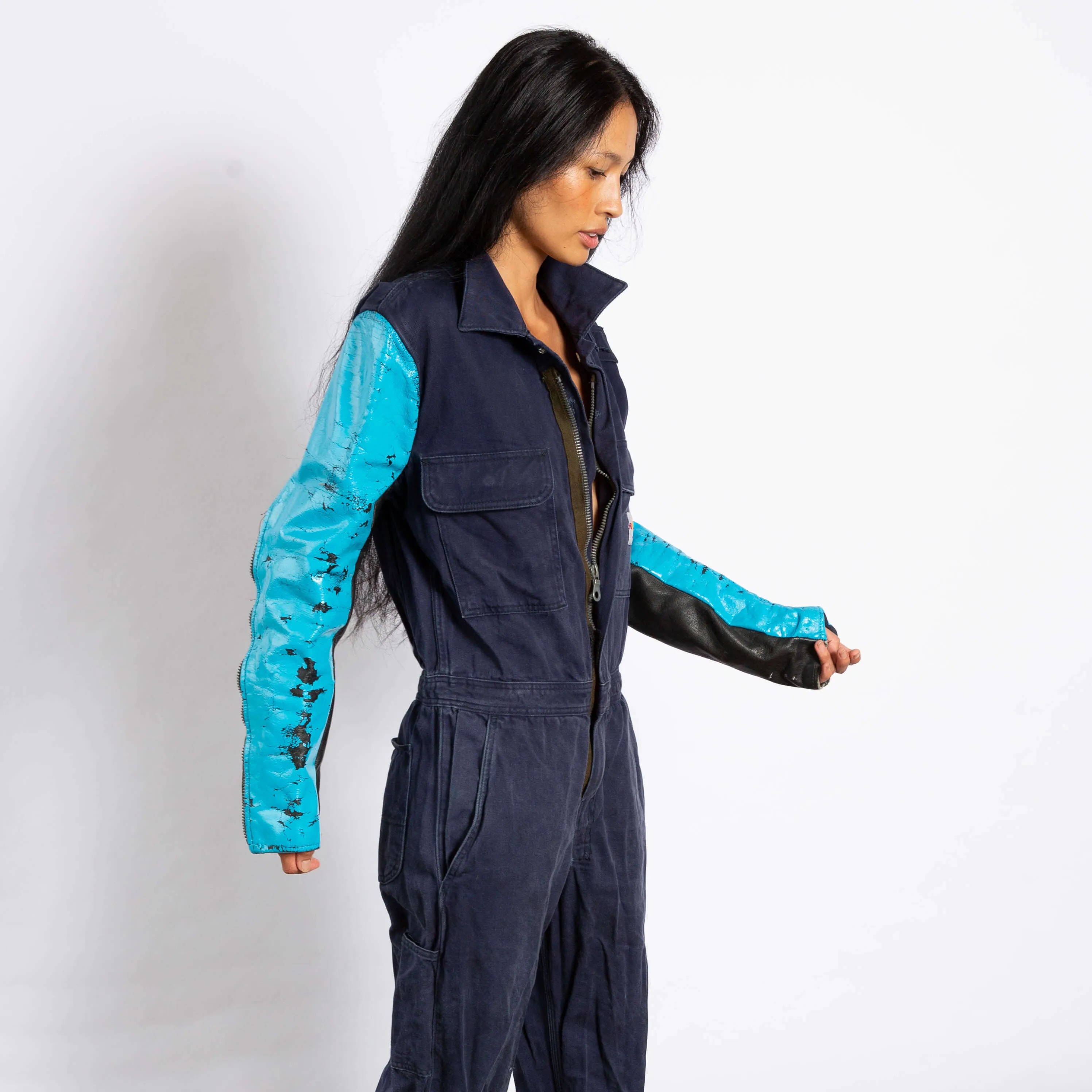 Blue Moto and Navy Workwear Reworked Jumpsuit