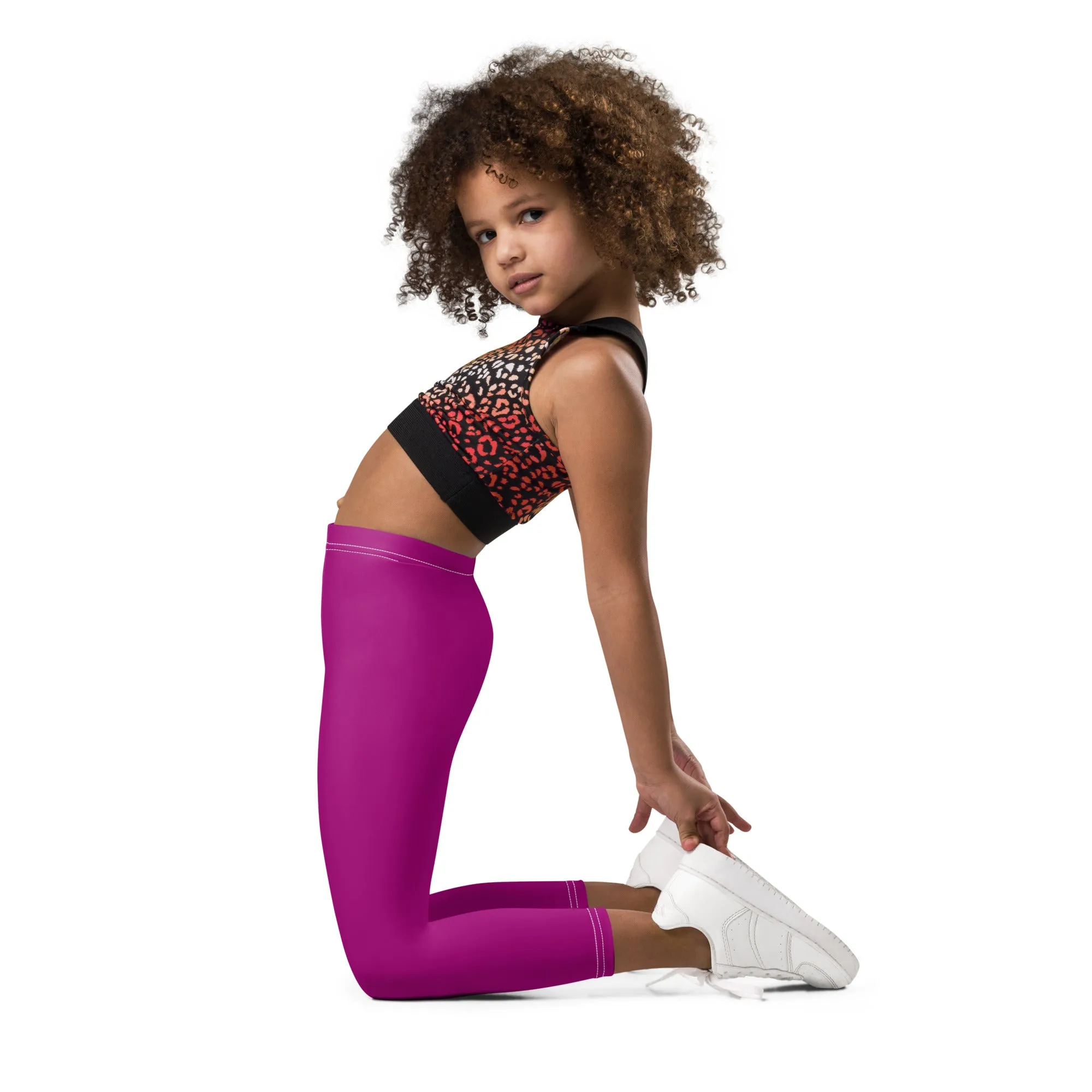 Bold and Bright: Solid Color Leggings for Active Girls - Fresh Eggplant