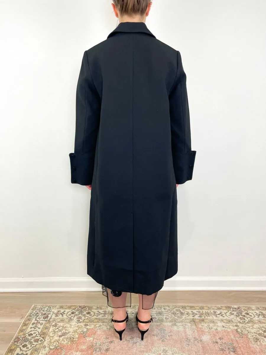 Bonded Crepe Coat in Black