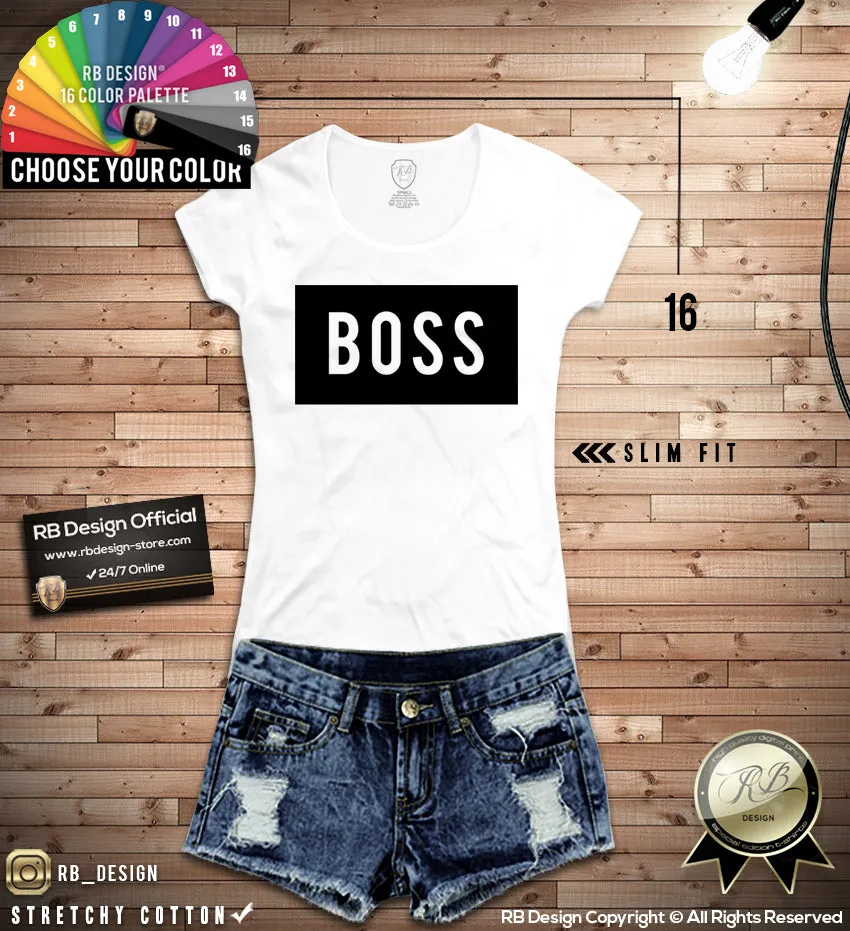 Boss Womens T-shirt Trendy Wording Ladies Tank Top WD026