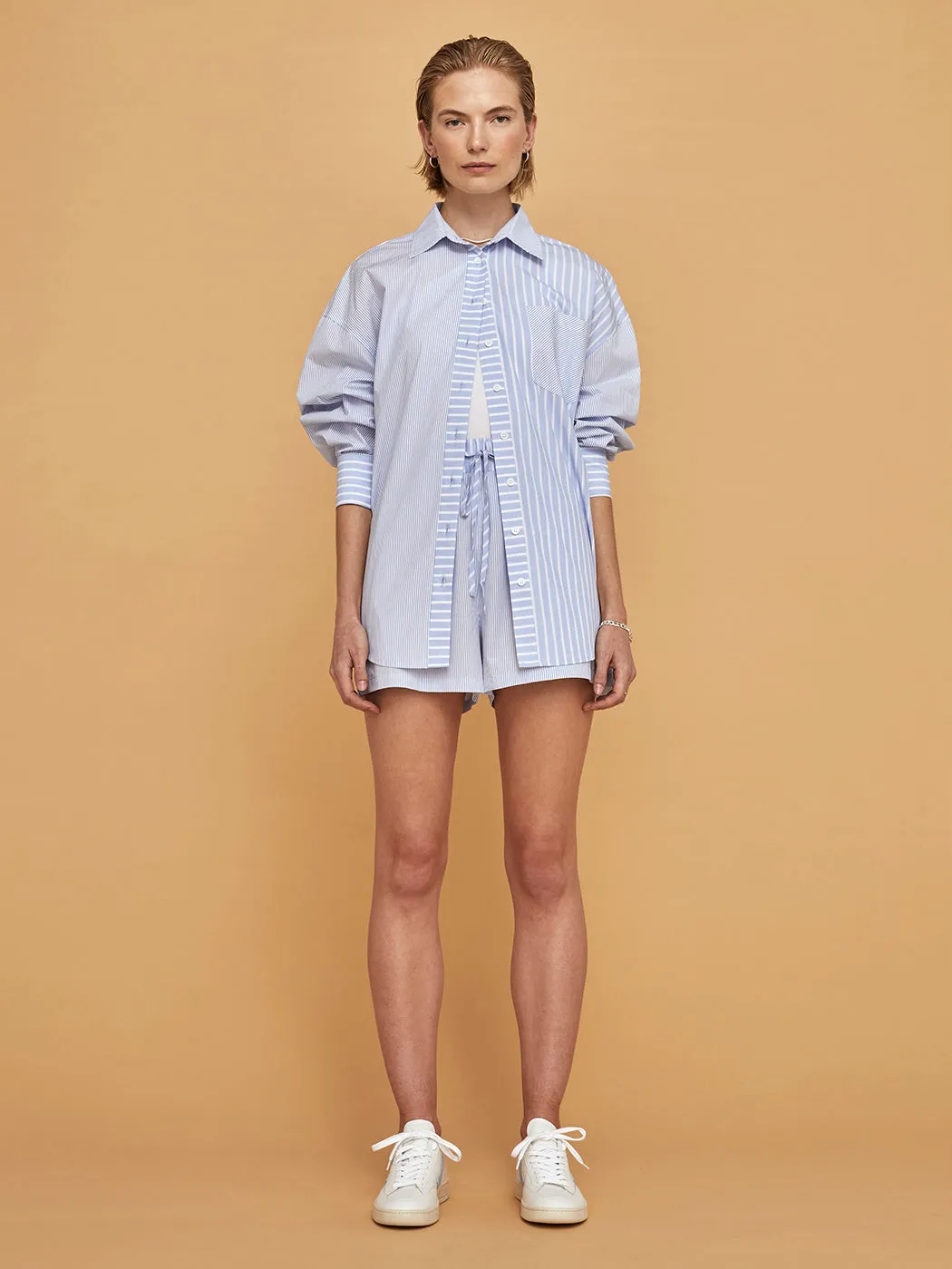 Boyfriend Button Up - Navy Stripe