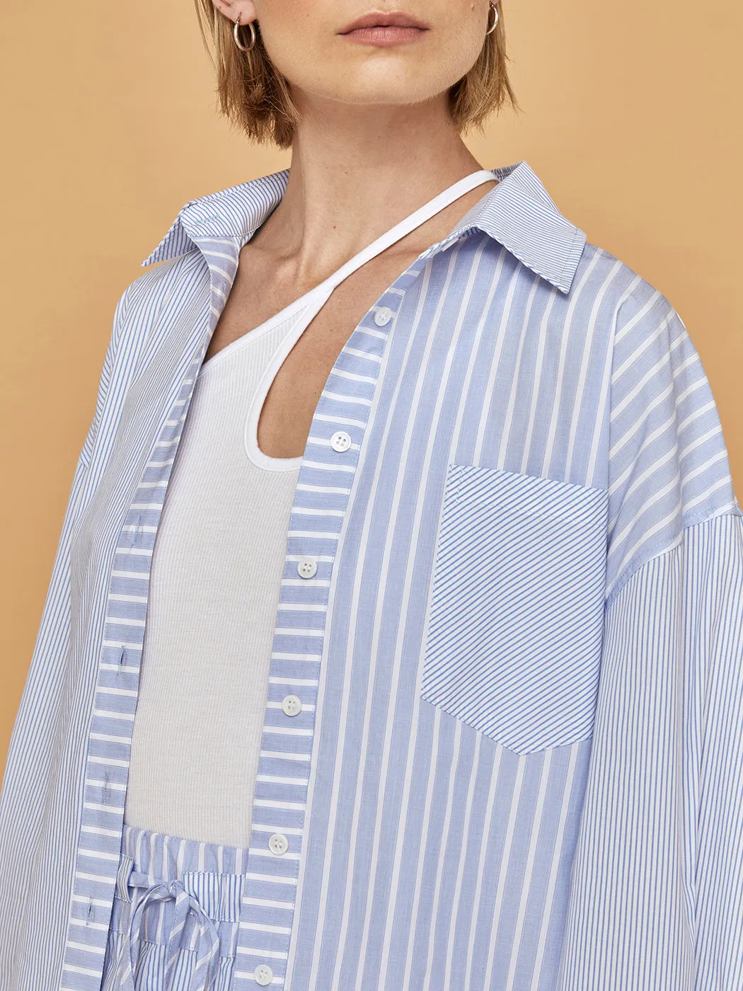 Boyfriend Button Up - Navy Stripe