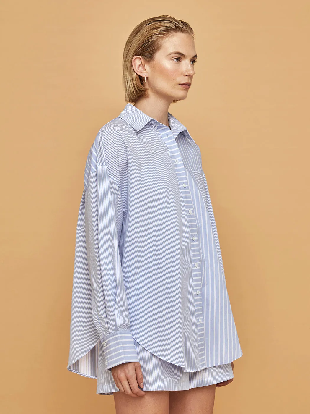 Boyfriend Button Up - Navy Stripe