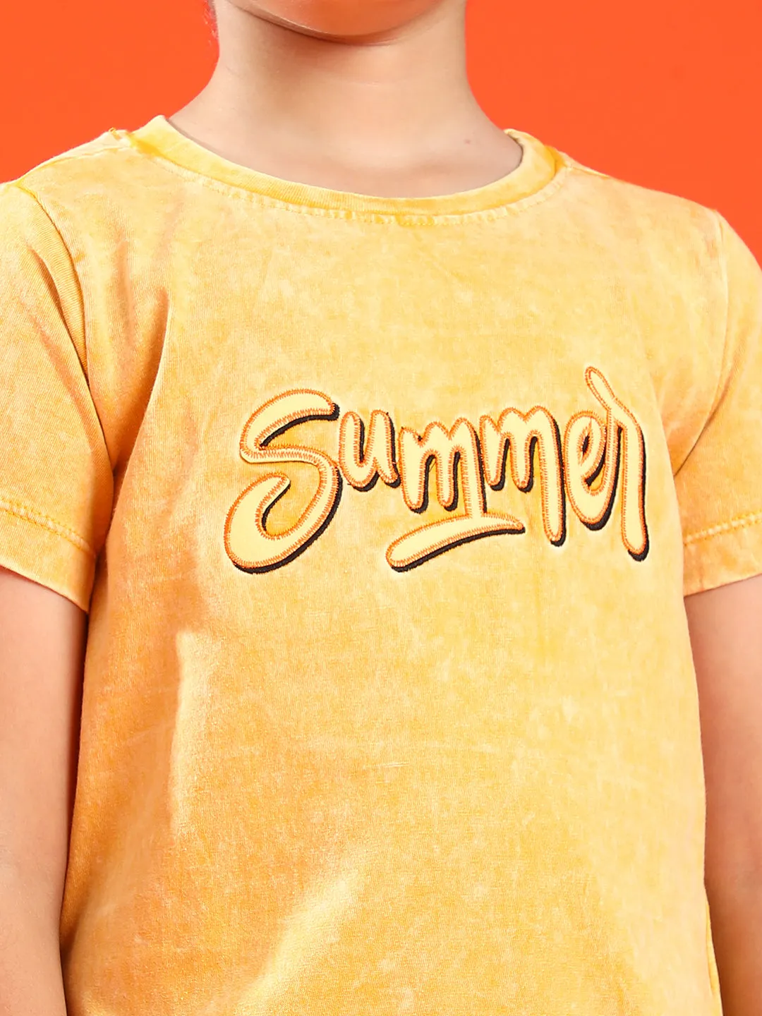 Boys Mustard Yellow 100% Cotton Printed T-shirt