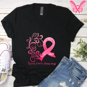 Breast Cancer Awareness Black V-Neck T-Shirt