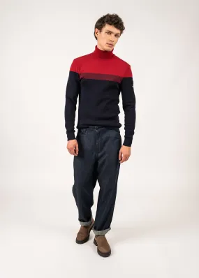 Bretagne Roulé sailor jumper - turtleneck, in wool (MARINE/PERSAN)