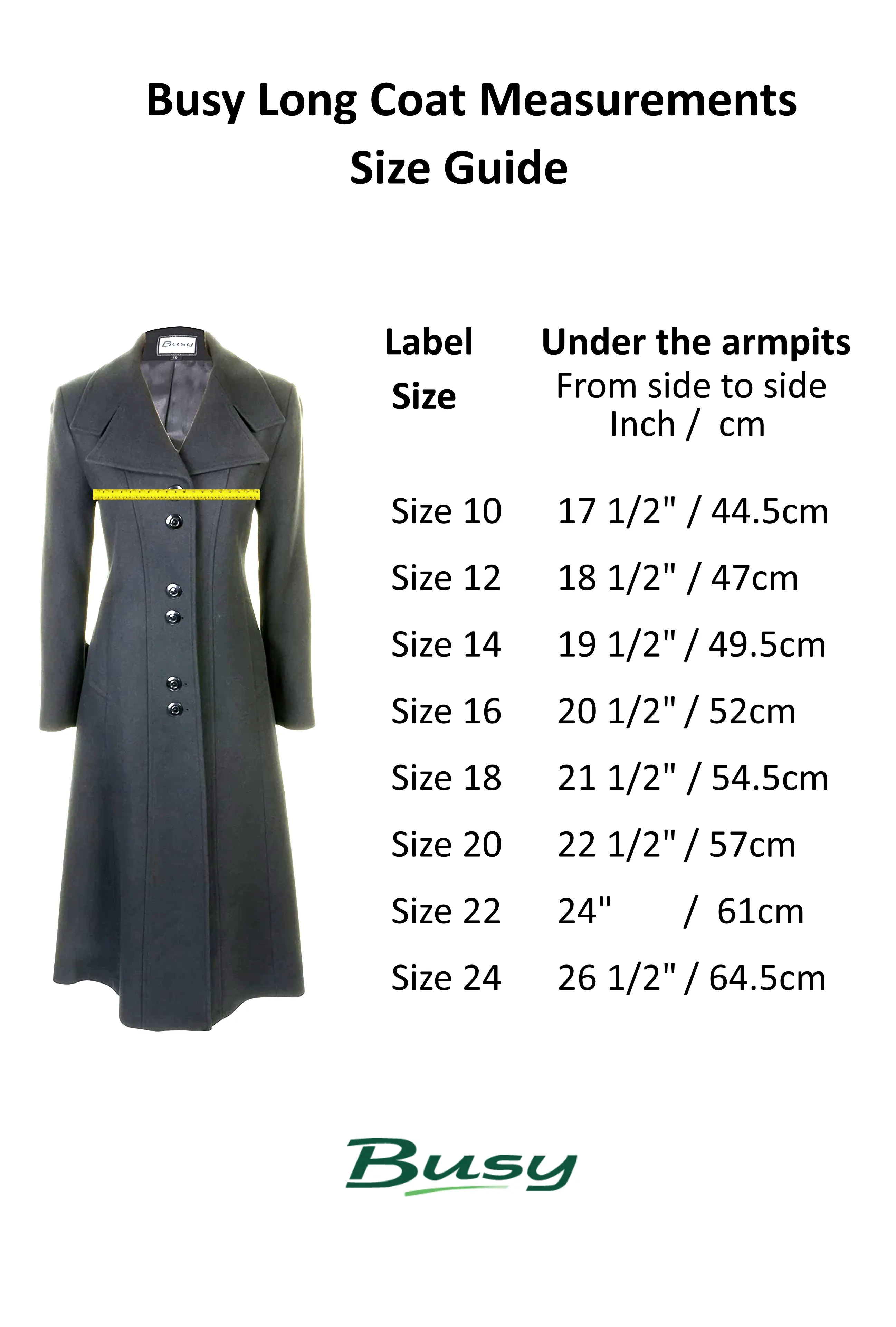 Busy Clothing Womens Black Long Wool Blend Coat