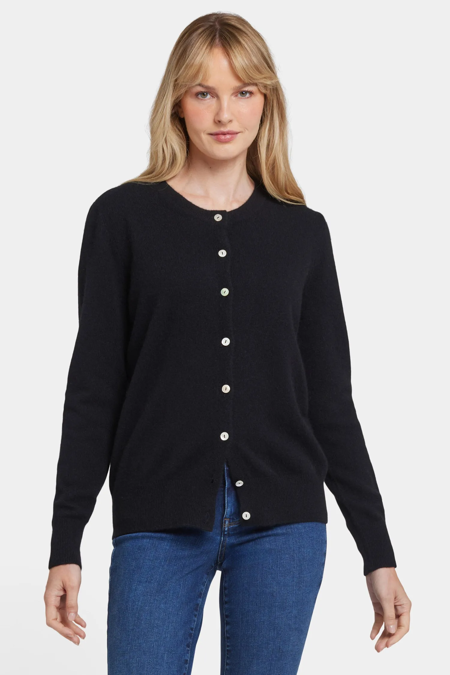 Cashmere Crewneck Cardigan - Black