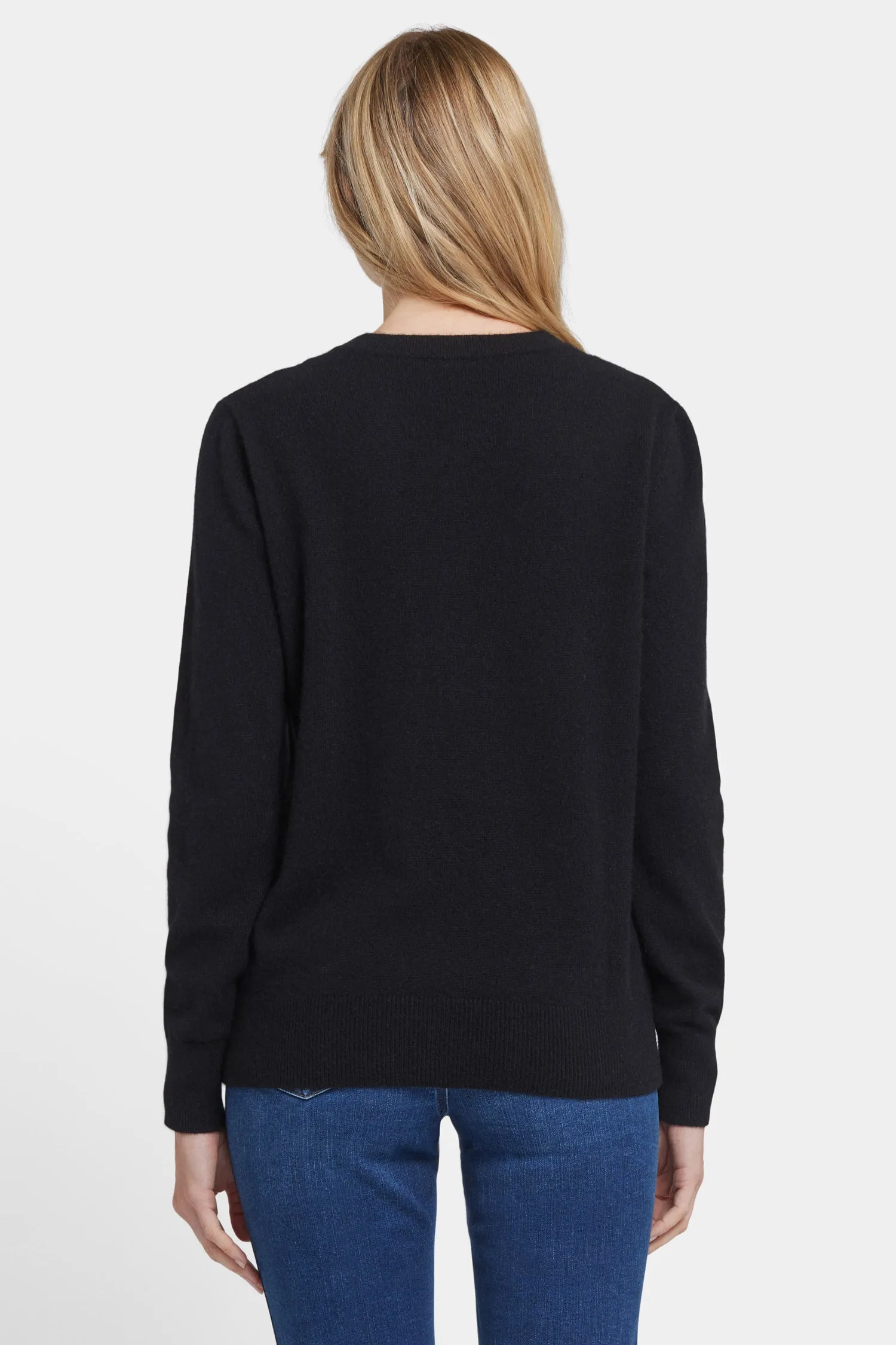 Cashmere Crewneck Cardigan - Black