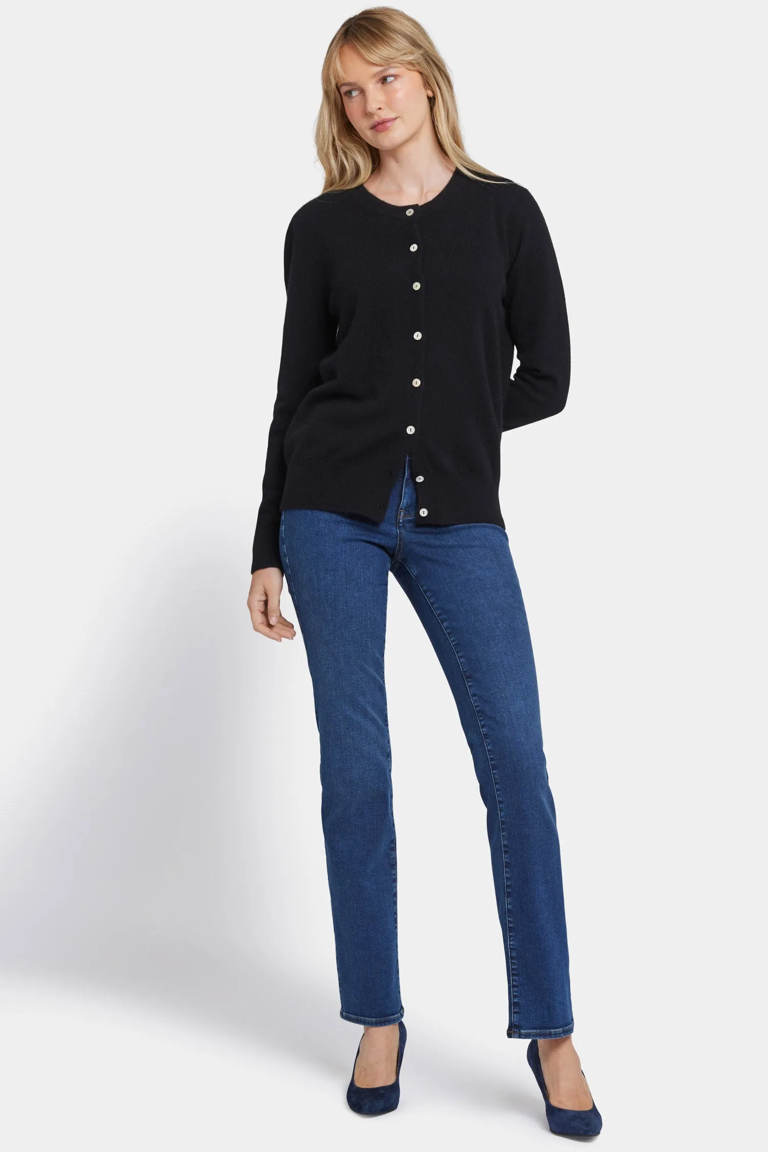 Cashmere Crewneck Cardigan - Black