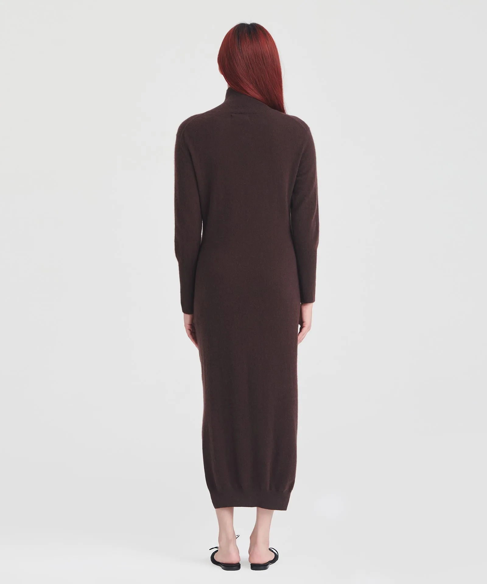 Cashmere Turtleneck Dress with Slits