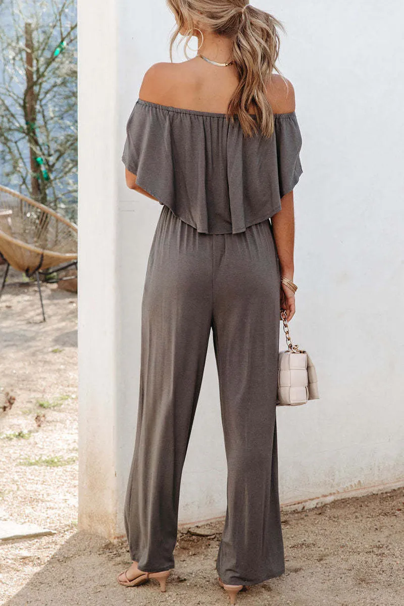 Casual Daily Solid Solid Color Off the Shoulder Regular Jumpsuits