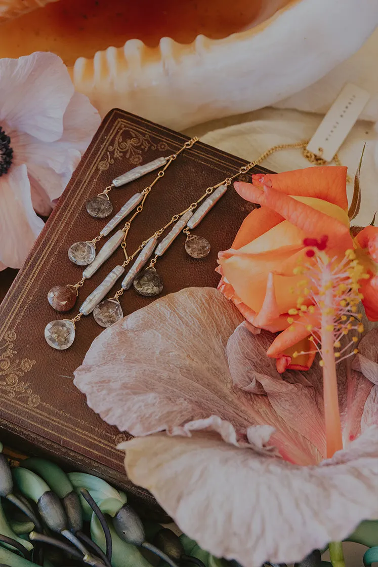 Chandelier Pearl and Quartz Necklace