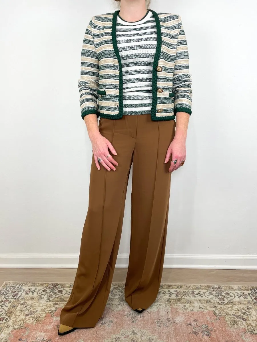 Claudine Knit Jacket in Ivory/Green