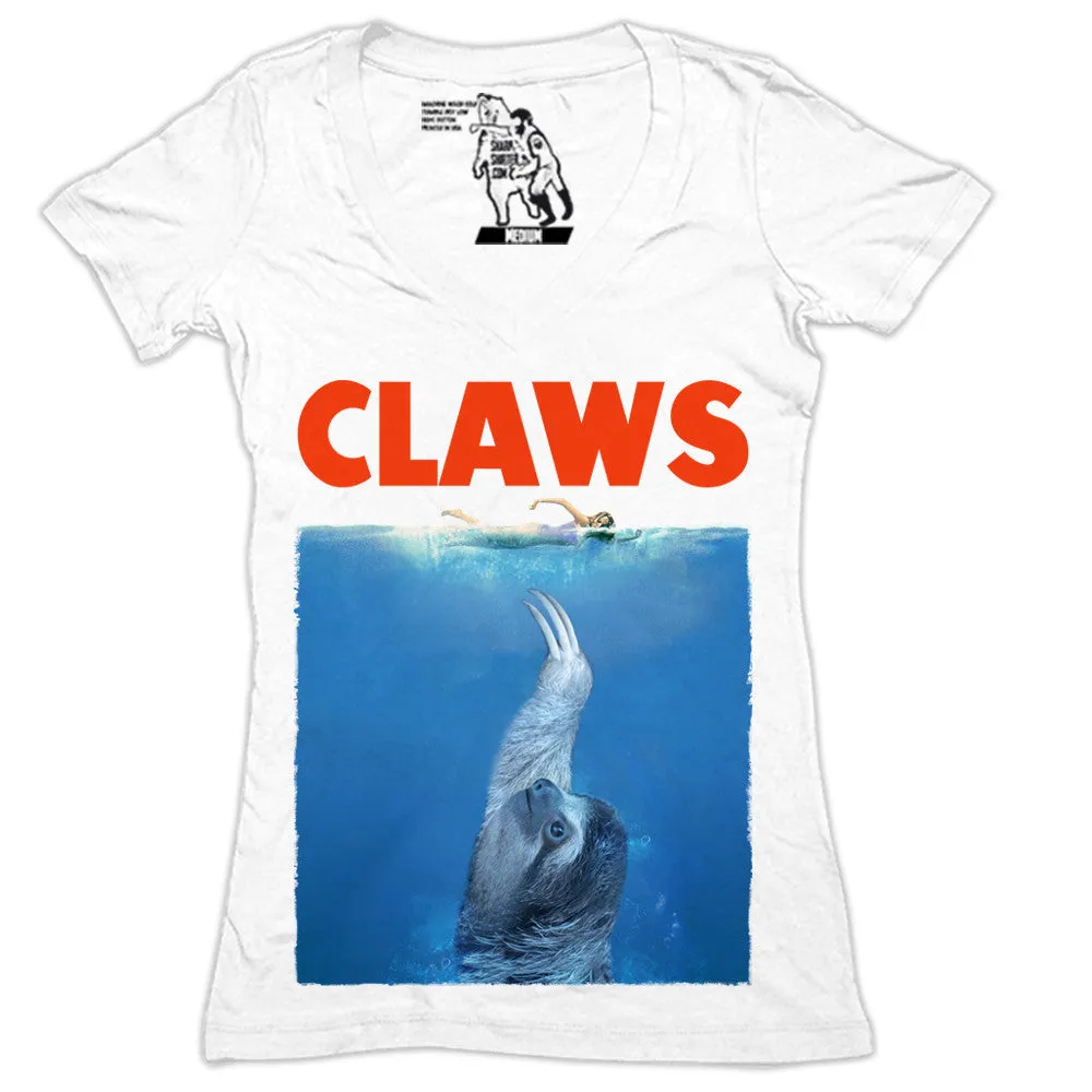 CLAWS Women's Graphic Tee Deep V-Neck