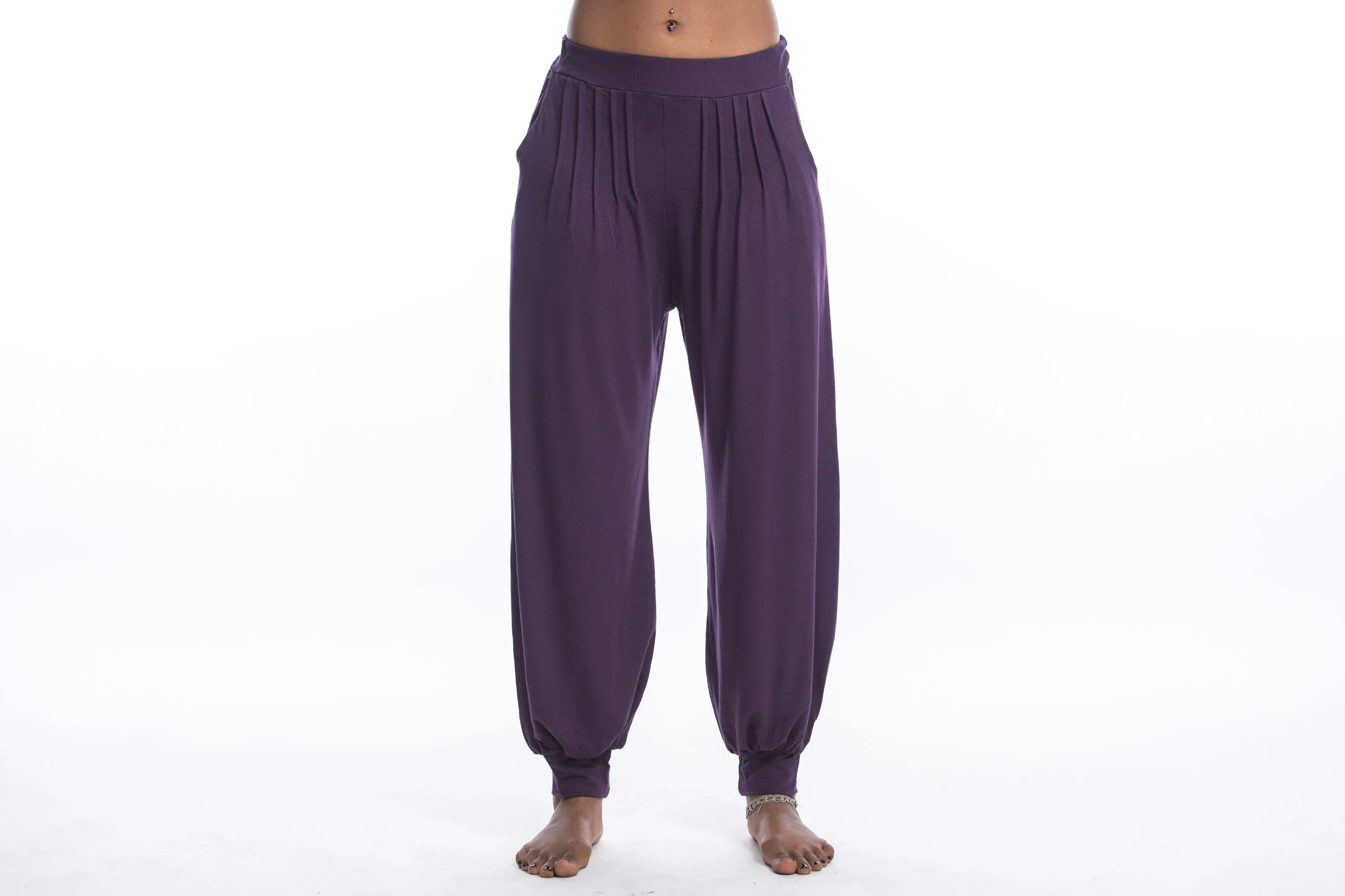 Cotton Women Harem Pants in Solid Purple