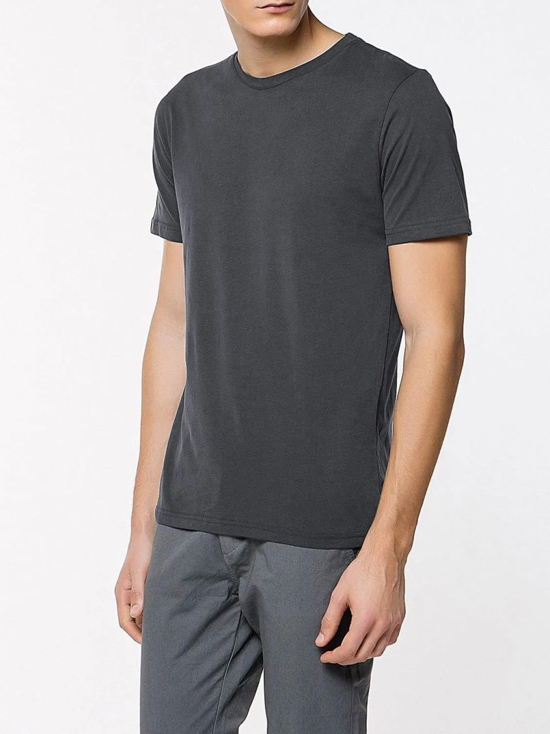 Crew Neck Organic Cotton T-shirt Asphalt