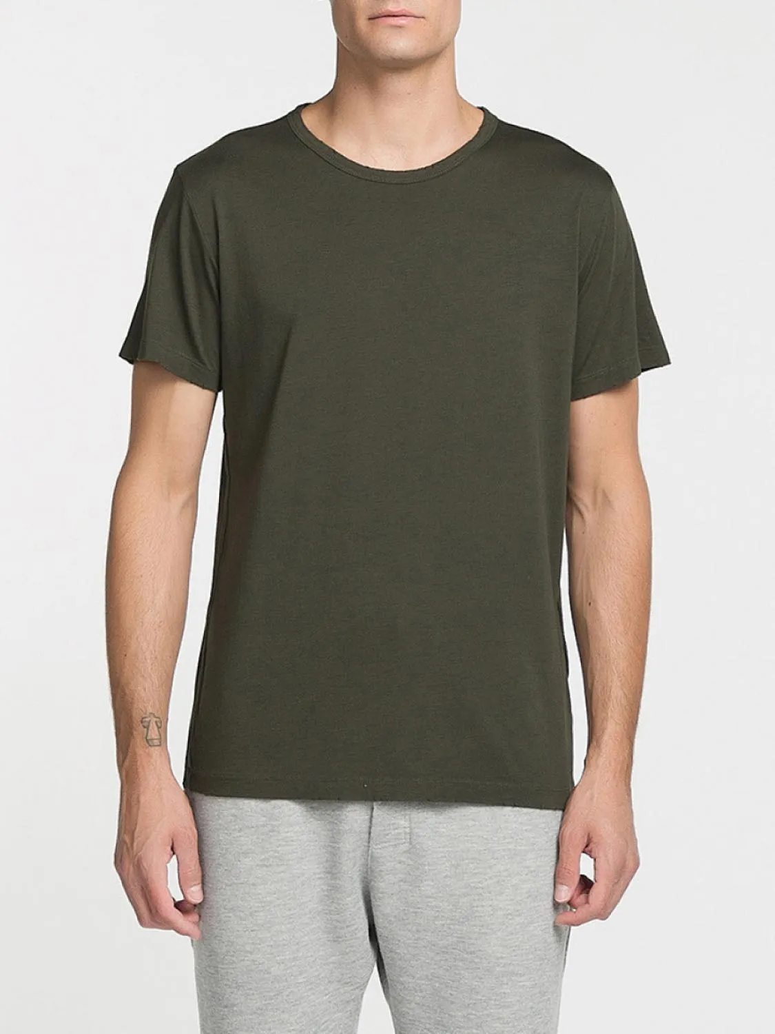 Crew Neck Regular Fit Organic Cotton T-shirt Military Khaki