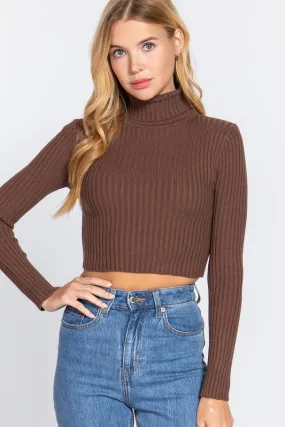 Cropped Turtleneck-Brown