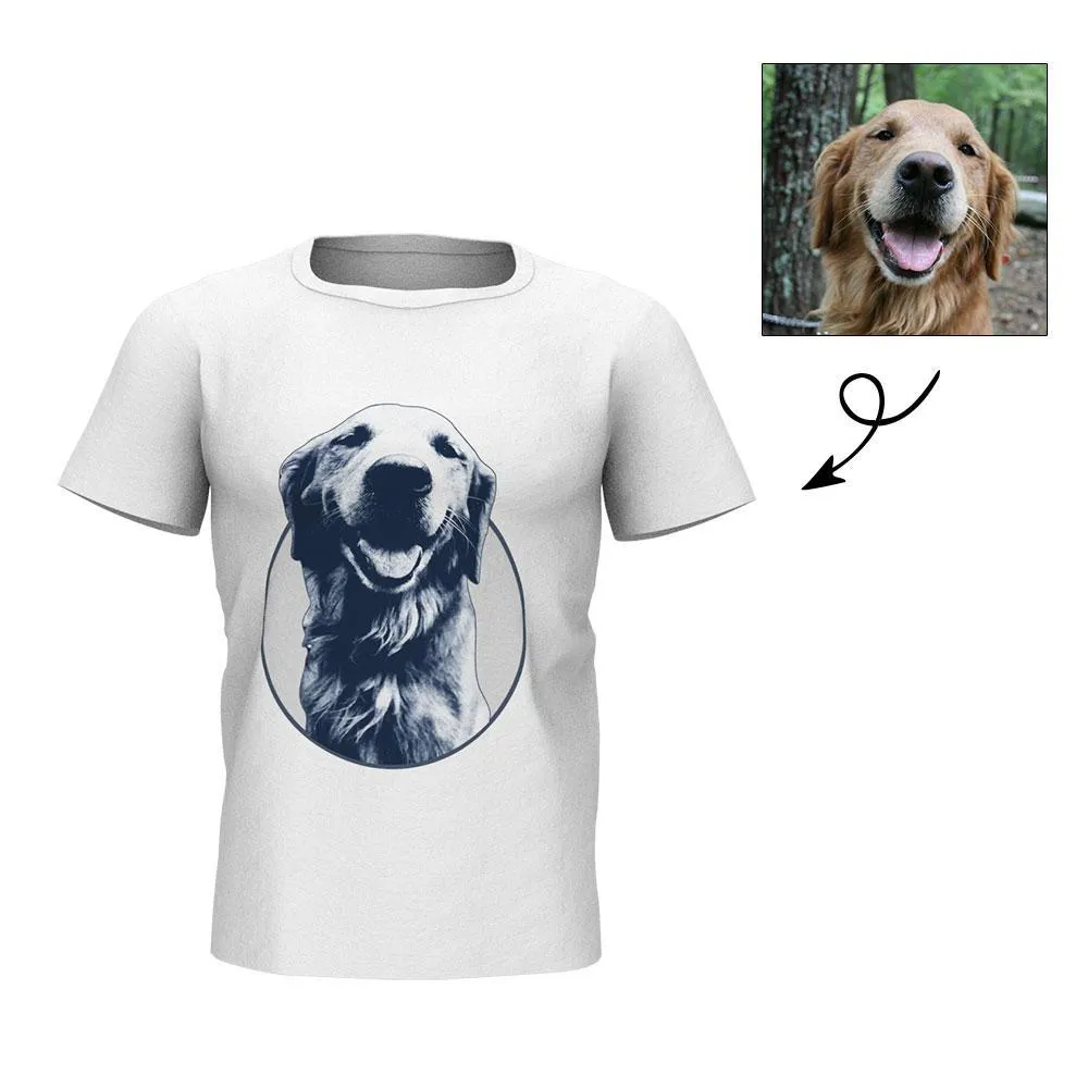 Custom Black and White Photo Engraved White T-shirt