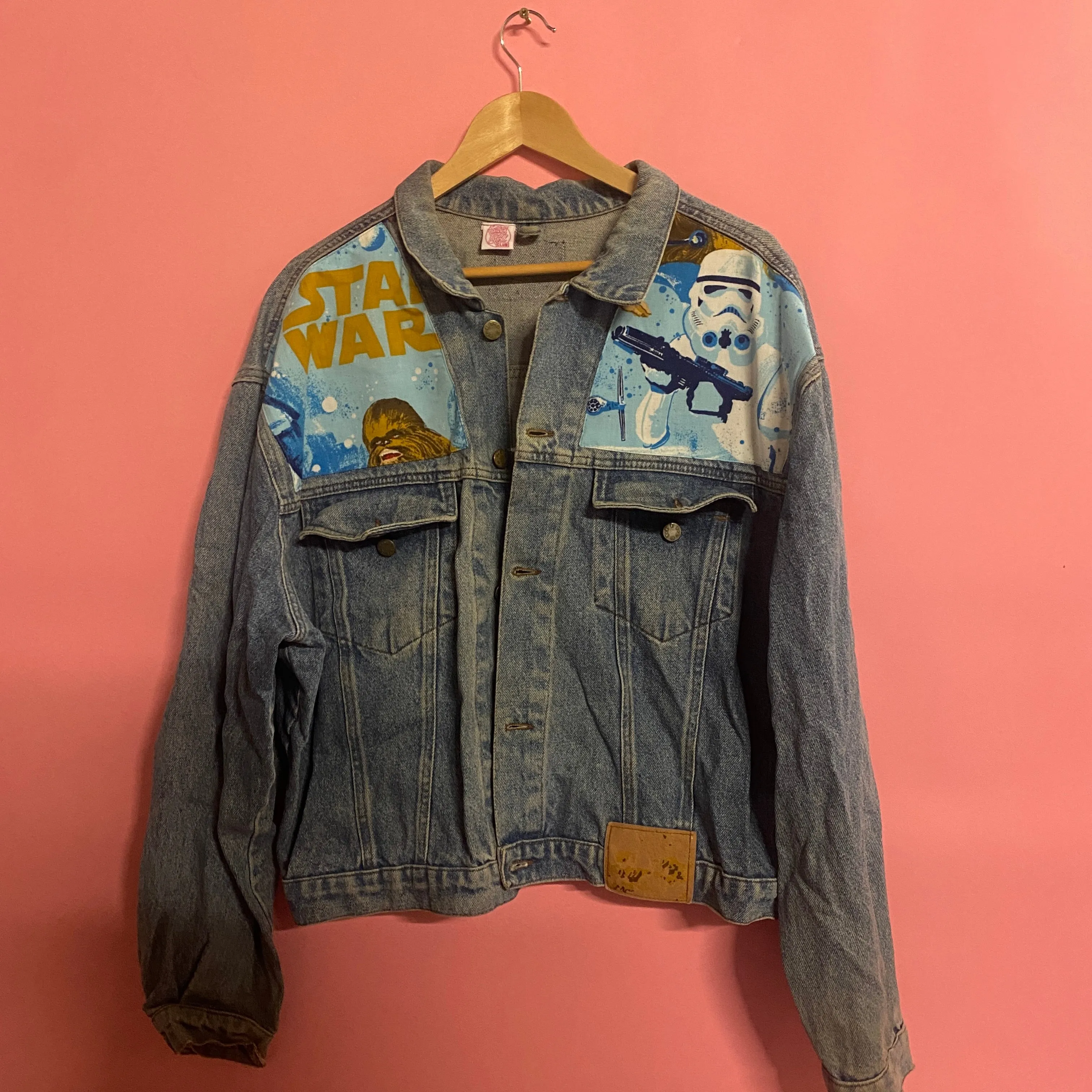 Denim Jacket made with Reworked Duvet Cover.