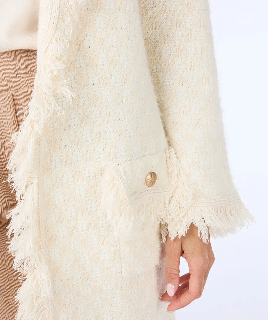 ESQUALO CARDIGAN FRINGES OFF WHITE BEIGE