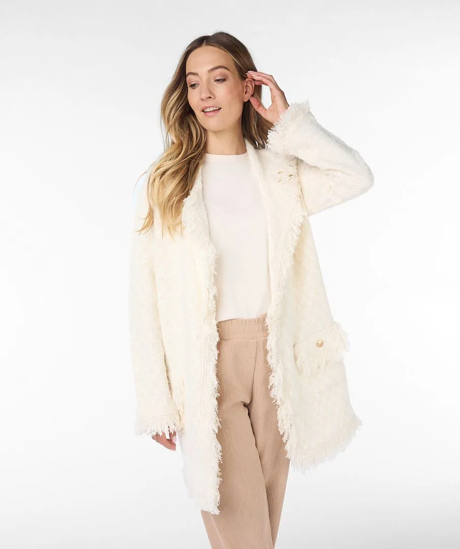 ESQUALO CARDIGAN FRINGES OFF WHITE BEIGE