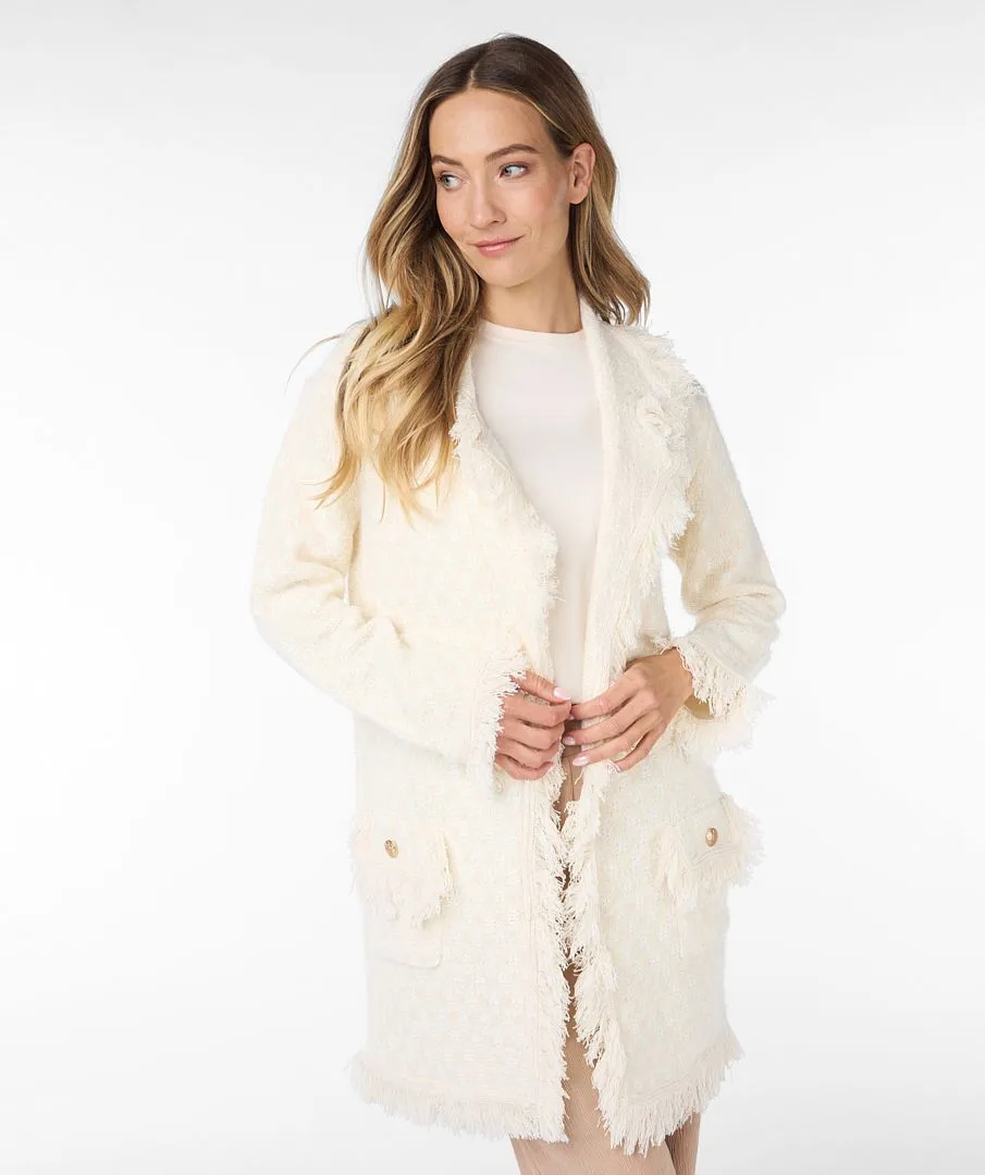 ESQUALO CARDIGAN FRINGES OFF WHITE BEIGE