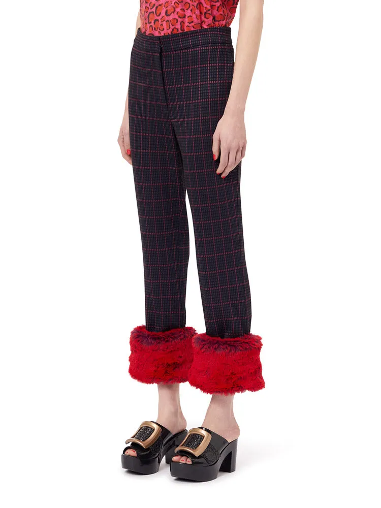 FAUX FUR TRIM 3/4 PANTS - MULTICOLOUR