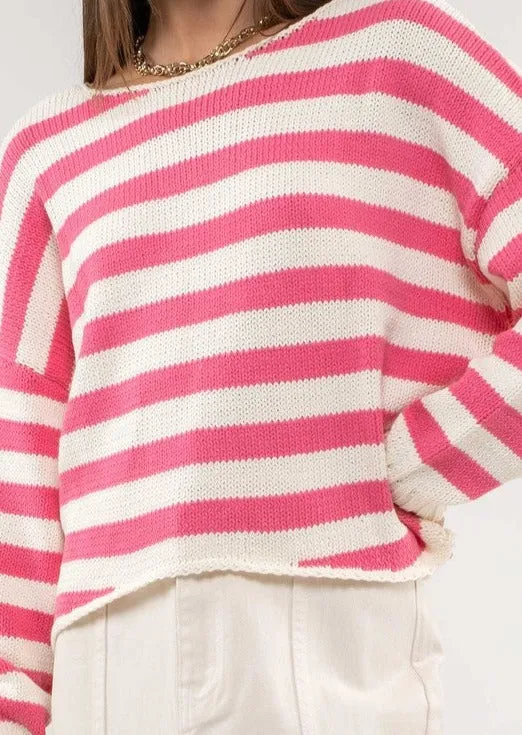 FINAL SALE - Pink Striped Pullover