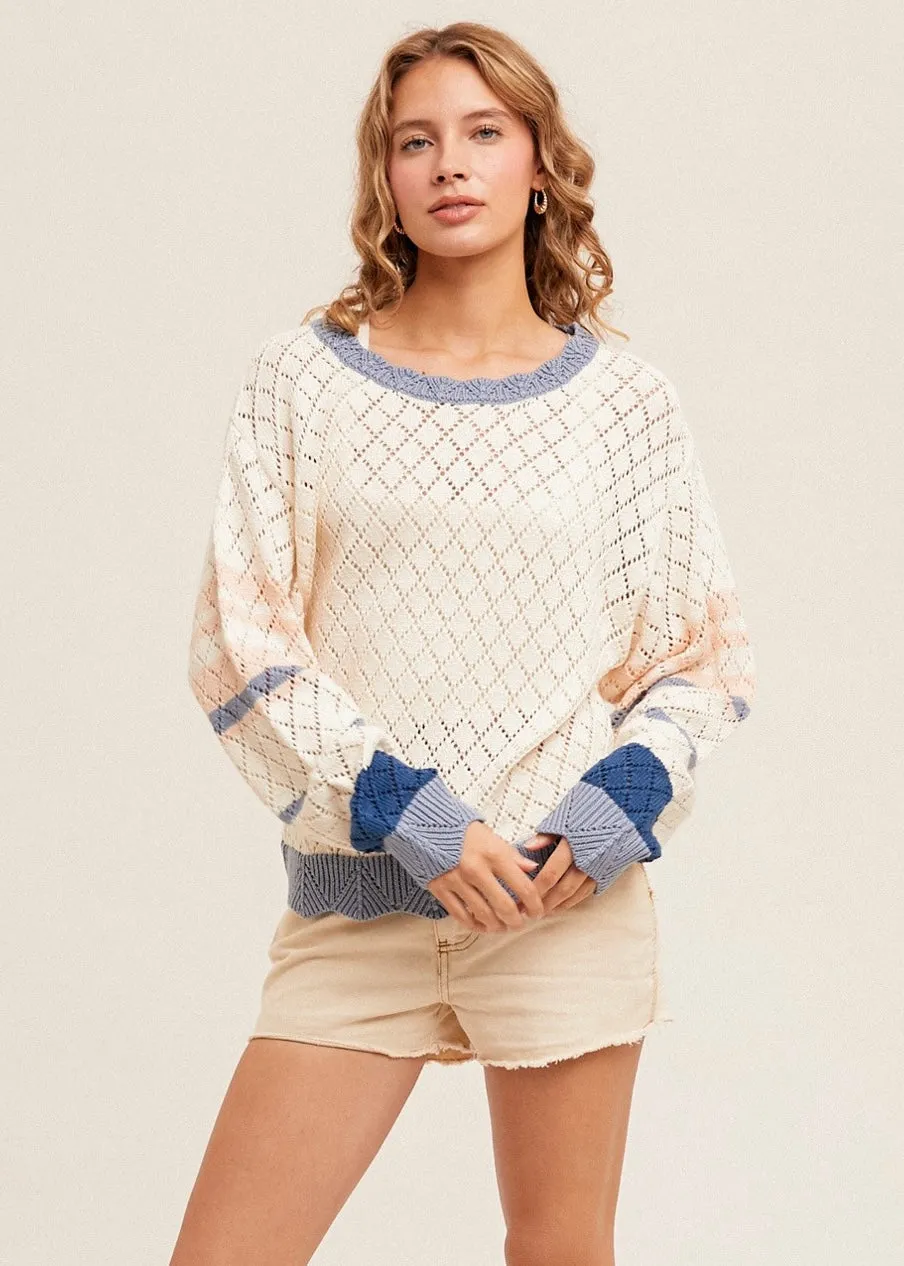 FINAL SALE - Spring Blessings Pointelle Relaxed Pullover