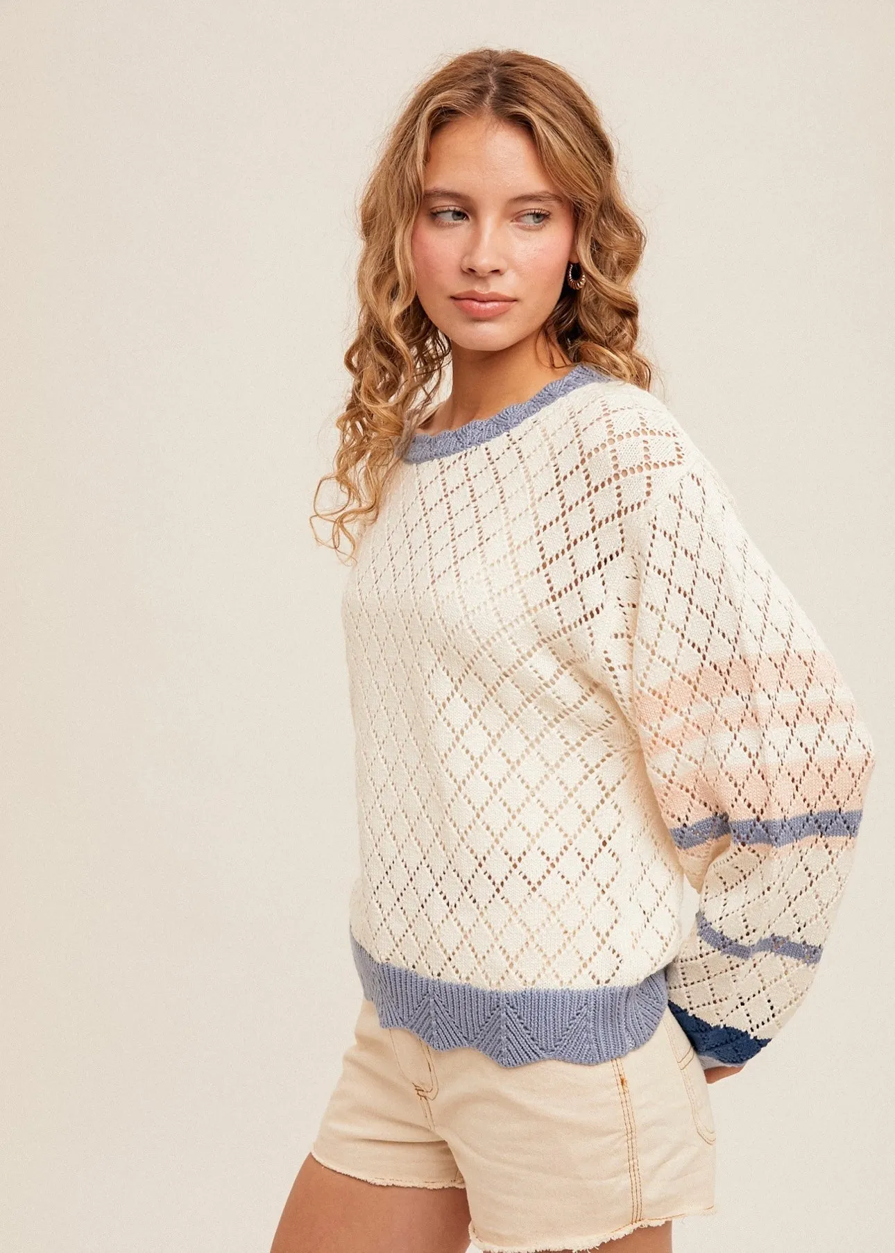 FINAL SALE - Spring Blessings Pointelle Relaxed Pullover